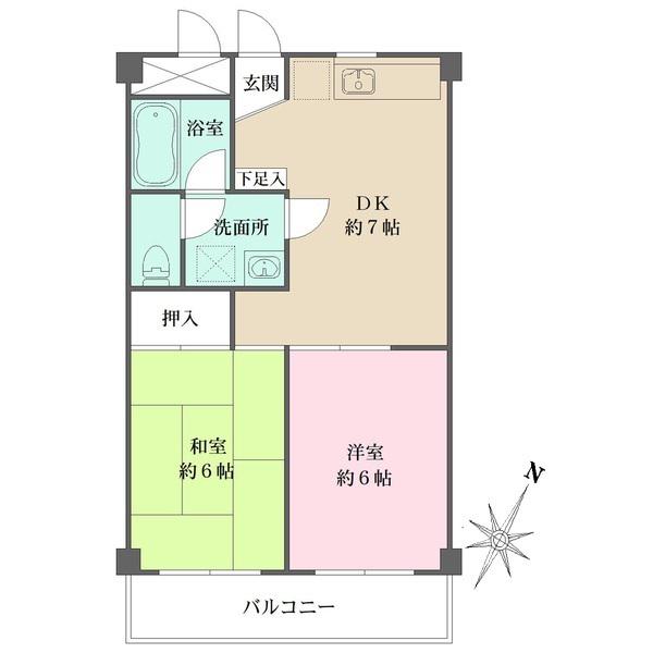 レジデンス・デュー(2DK/3階)の間取り写真