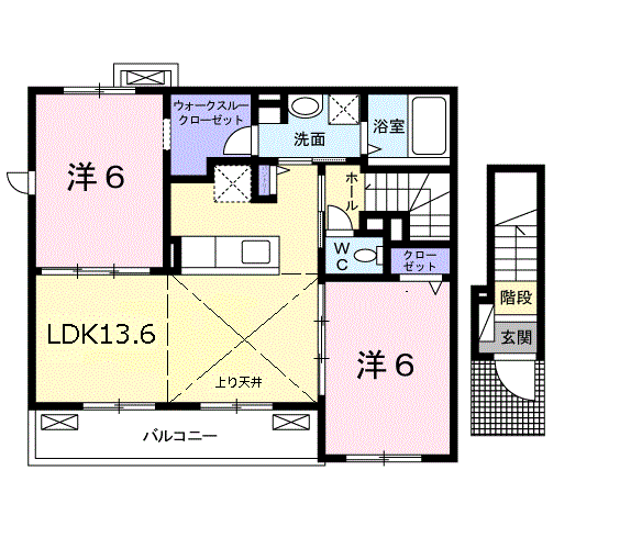 ラフレシールⅢ(2LDK/2階)の間取り写真