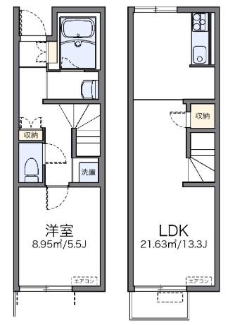 レオネクストアベニール鳥海(1LDK/1階)の間取り写真