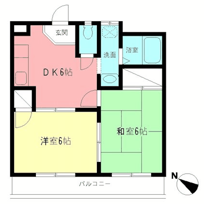 ビューテラス・タカハシ(2DK/1階)の間取り写真