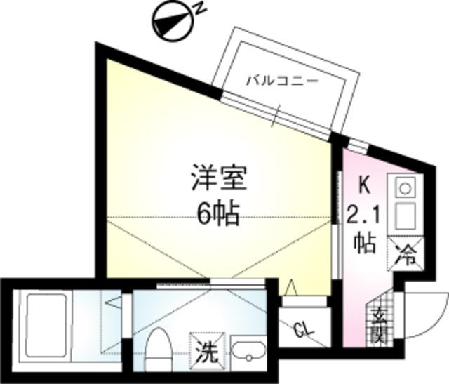 セキュリティヒルズ(1K/2階)の間取り写真