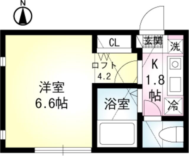 セレーノ田浦Ⅰ(1K/1階)の間取り写真