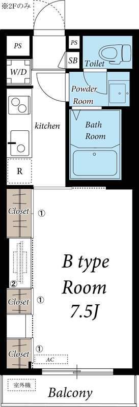 リブリ・腰越(1K/2階)の間取り写真