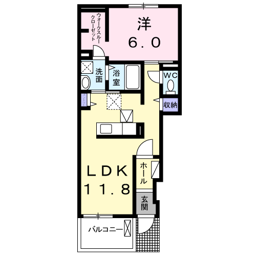 モーレフ(1LDK/1階)の間取り写真