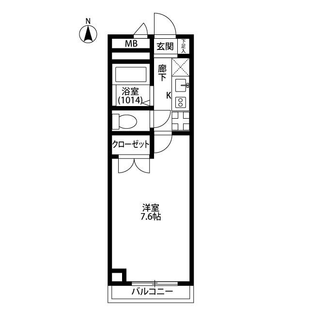 アンプルールフェール横浜子安台(1K/1階)の間取り写真
