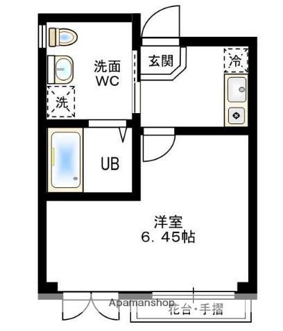 ミーティア西横浜(1K/4階)の間取り写真