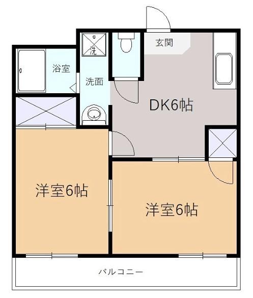 シティハイム高橋(2DK/3階)の間取り写真