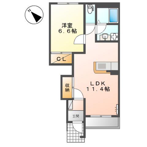 マノリア(1LDK/1階)の間取り写真