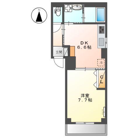 クレッセントコート(1DK/3階)の間取り写真