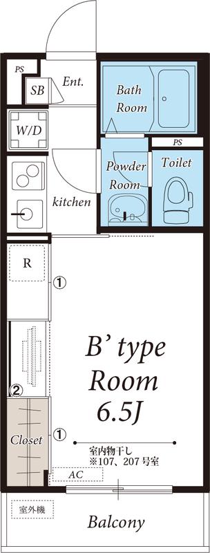 リブリ・ピーチテラス湘南(1K/3階)の間取り写真