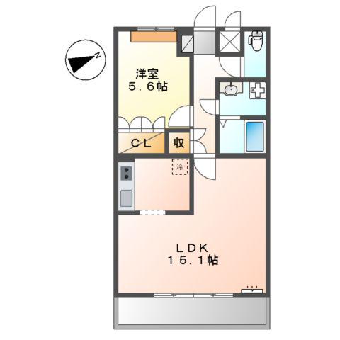 コルティーレ 吉岡(1LDK/2階)の間取り写真