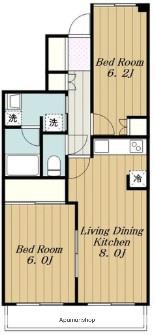 アルト厚木(2DK/3階)の間取り写真