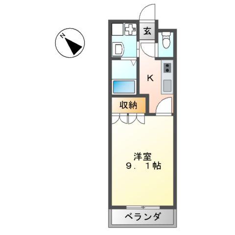 セリオラ湘南(1K/2階)の間取り写真