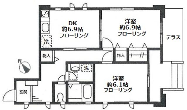 カーサベルデ加賀原(2DK/1階)の間取り写真