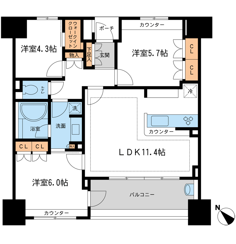 KDXレジデンス町田(3LDK/3階)の間取り写真