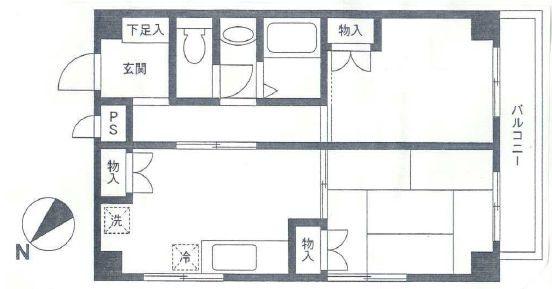 ベルウッド2(2DK/6階)の間取り写真