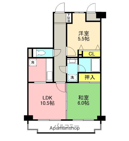 ダイアパレス本厚木第3(2LDK/2階)の間取り写真