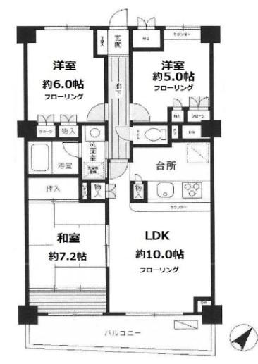 ガーデンコート洋光台(3LDK/3階)の間取り写真
