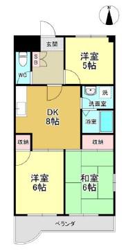 ロイヤルフラット野毛山弐番館(3DK/6階)の間取り写真