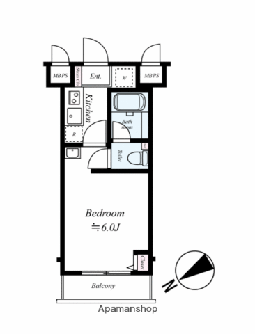 RISING PLACE 桜木町(1K/6階)の間取り写真