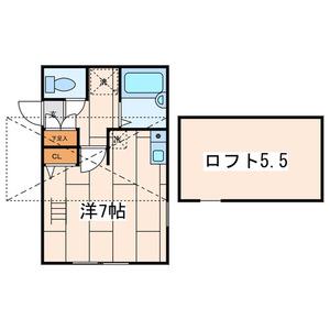 パームハウス(ワンルーム/2階)の間取り写真