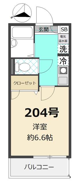 コンフォート由比ヶ浜(1K/2階)の間取り写真