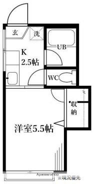 イーハトーブ海老名(1K/2階)の間取り写真
