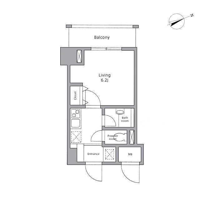 レジディア東品川(ワンルーム/11階)の間取り写真