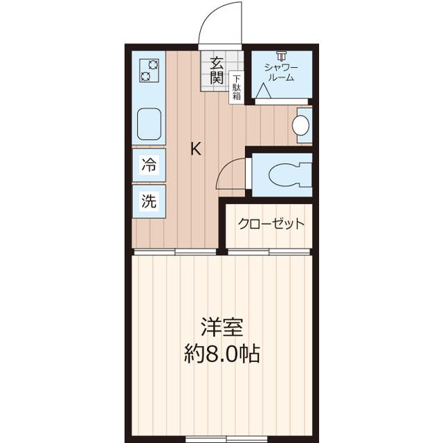 南矢名PRIMEPLACE(1K/1階)の間取り写真