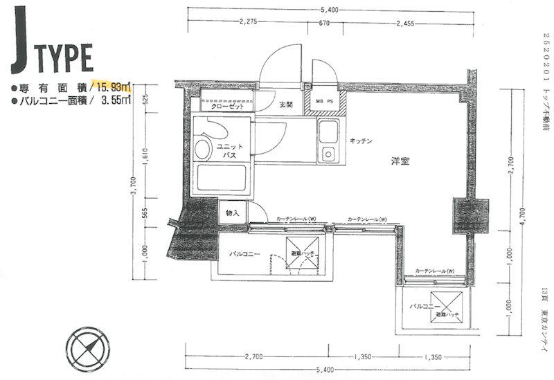 トップ不動前(ワンルーム/6階)の間取り写真