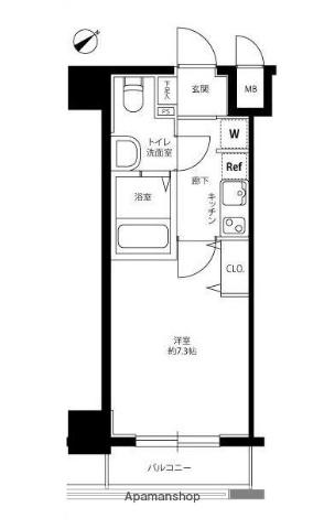 ライジングプレイス桜木町二番館 8階階 間取り