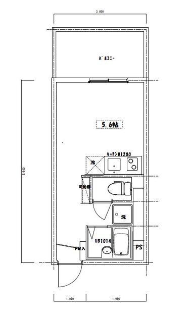 ウエストインパートⅢ(ワンルーム/2階)の間取り写真