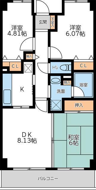 アーバンパーク市ヶ尾(3LDK/2階)の間取り写真