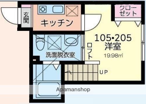 フォーマルハウト二俣川Ⅱ(1K/2階)の間取り写真