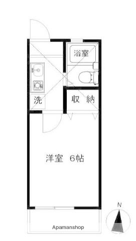 ラベンダー湘南Ⅲ(1K/2階)の間取り写真
