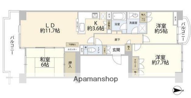 シティ能見台ふれあいの街D棟 2階階 間取り