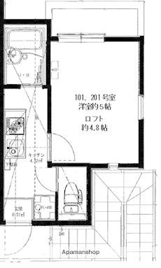 リーヴェルポート横浜杉田(1K/2階)の間取り写真