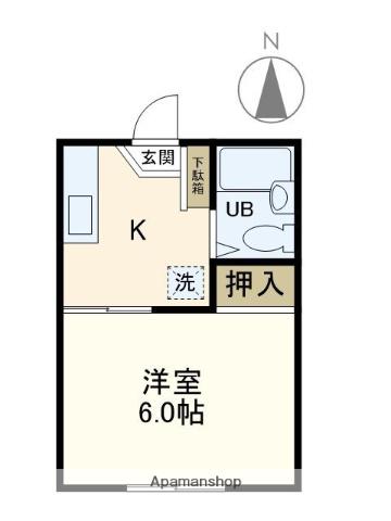 アーバンライフ榊原(1K/1階)の間取り写真