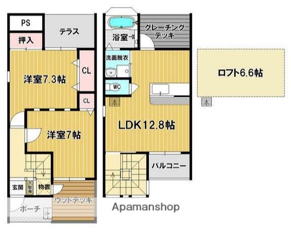 アンジュクオーレ壱番館(2LDK)の間取り写真