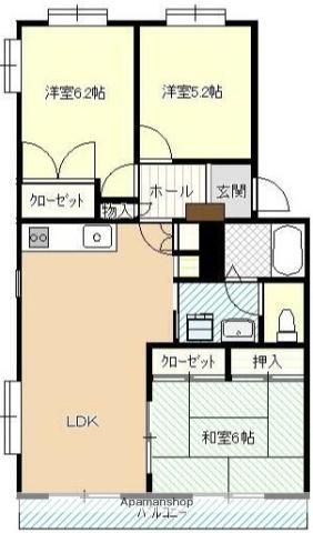 緑ヶ丘パレス井上(3LDK/4階)の間取り写真