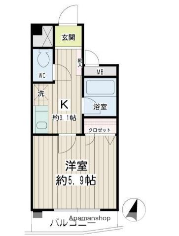 COMESTA(1K/5階)の間取り写真