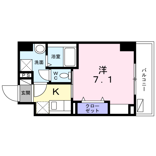 スアヴィス平塚宝町(1K/6階)の間取り写真