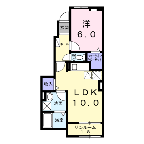 アムールD(1LDK/1階)の間取り写真