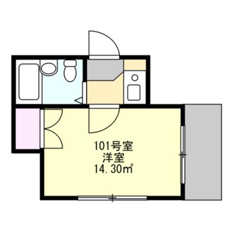 EGAO本厚木(1K/1階)の間取り写真