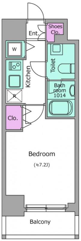 レジディア本厚木(1K/2階)の間取り写真