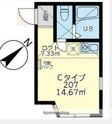 ユナイト大船トレサージュ(ワンルーム/2階)の間取り写真