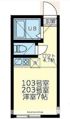 ユナイト大船ラ・ベル(ワンルーム/2階)の間取り写真