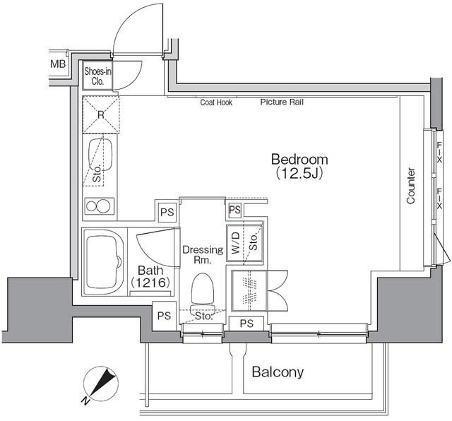 ザ・パークハビオSOHO横浜関内(ワンルーム/4階)の間取り写真