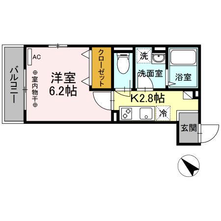 マ・メゾン鵠沼花沢 A(1K/3階)の間取り写真