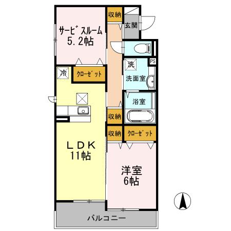 トロアモリール(1LDK/1階)の間取り写真